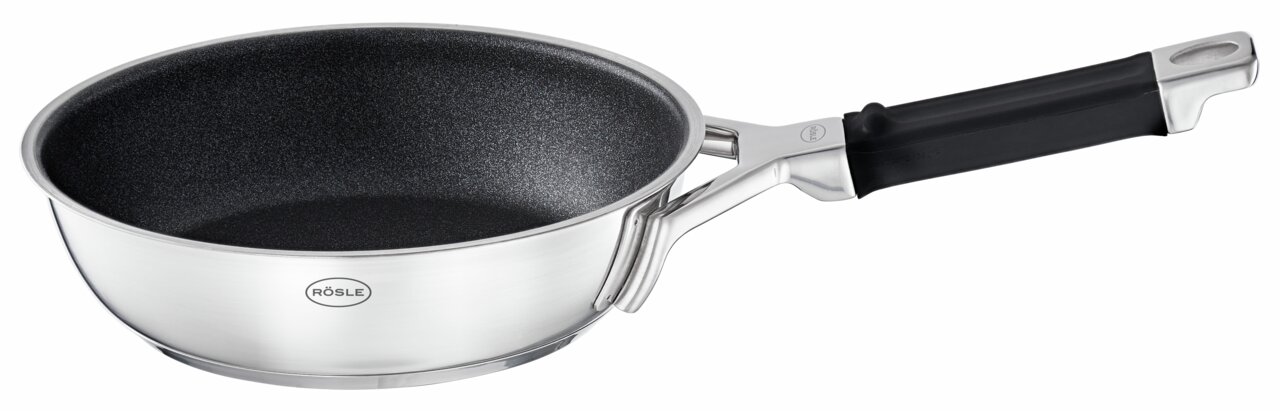 Rösle-koekenpan 20 cm Silence Pro van roestvrij staal met antiaanbaklaag, zijaanzicht