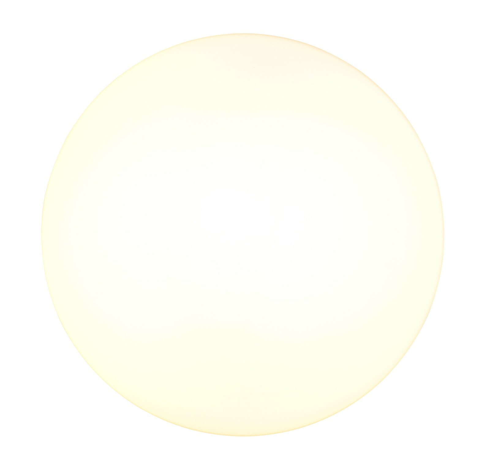 Runde Deckenleuchte DANIA in Draufsicht, leuchtend in warmem Weiß.