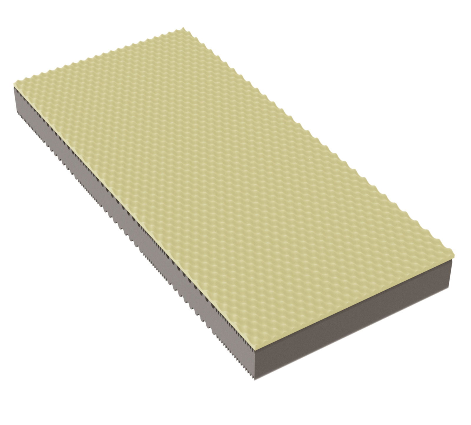 Wende-Kaltschaummatratze mit strukturierter Oberfläche, seitliche Perspektive