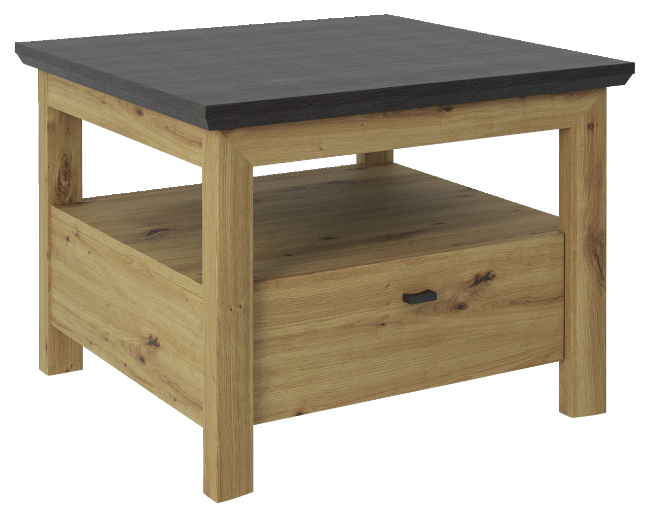 Hom´in Beistelltisch BENTON Beistelltisch aus Holz mit dunkler Tischplatte, seitliche Perspektive