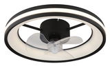 Moderner Deckenventilator mit LED-Beleuchtung, seitliche Perspektive