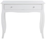 Weißer Konsolentisch mit geschwungenen Beinen und einer Schublade, Frontalansicht