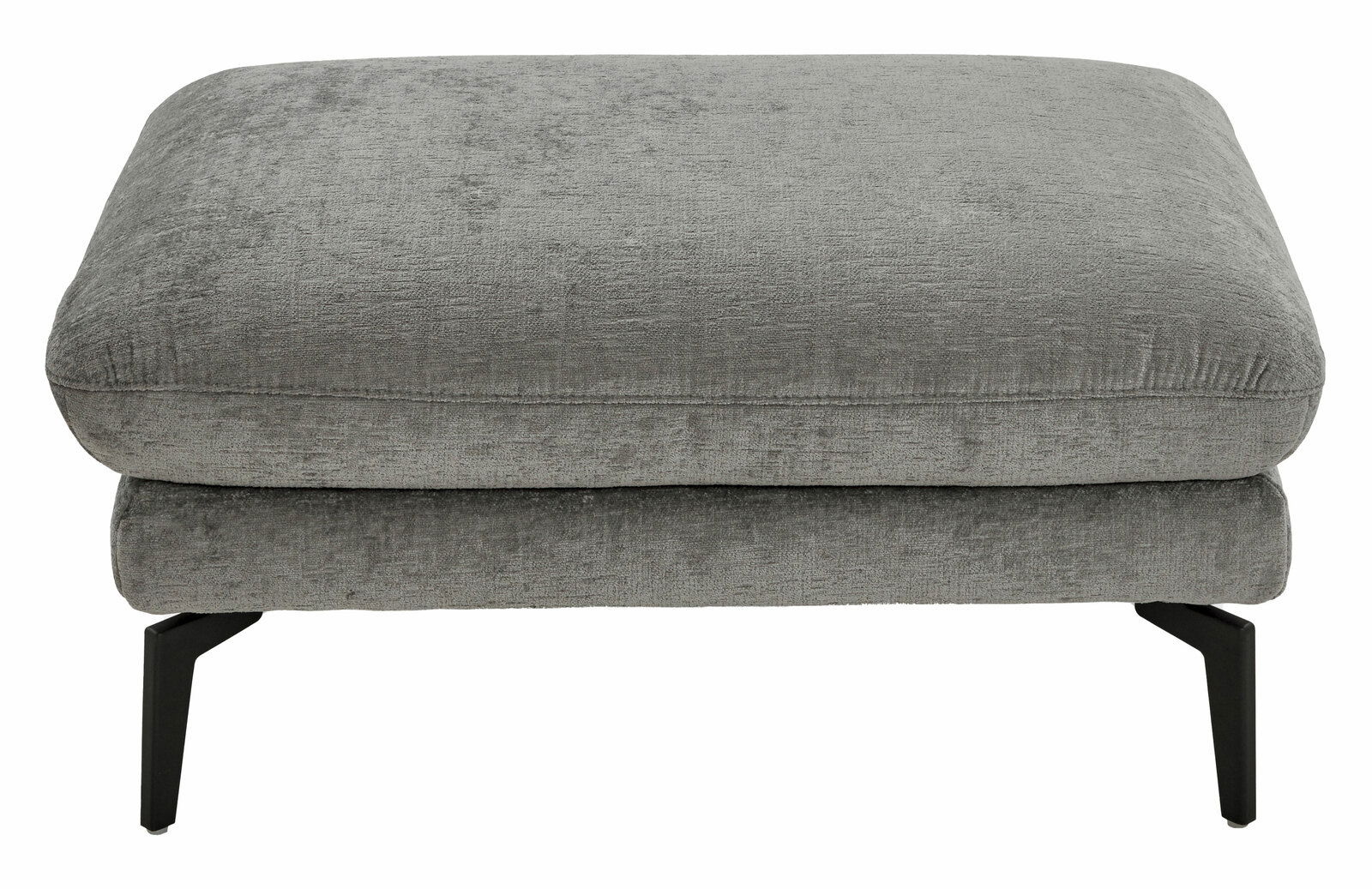 Grauer XL-Hocker mit schwarzem Metallgestell, Vorderansicht