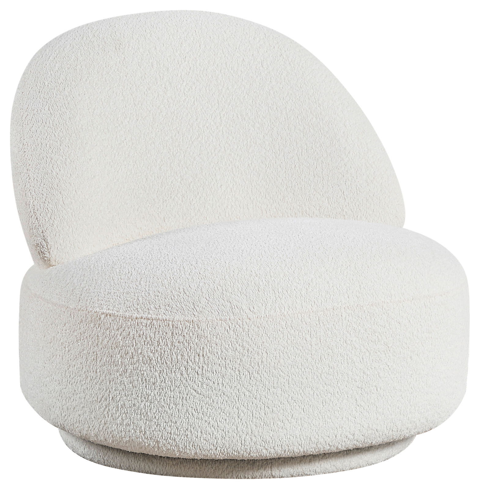 Z2 Sessel JANINA Weißer, moderner Sessel JANINA mit runder Form, aus seitlicher Perspektive fotografiert.