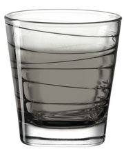 Trinkglas Vario Anthrazit 250ml, seitliche Perspektive, modernes Design mit spiralförmigen Rillen