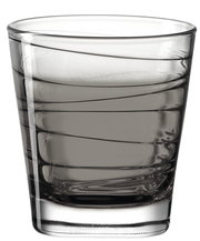 Trinkglas Vario Anthrazit 250ml, seitliche Perspektive, modernes Design mit spiralförmigen Rillen