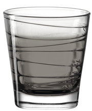 Trinkglas Vario Anthrazit 250ml, seitliche Perspektive, modernes Design mit spiralförmigen Rillen