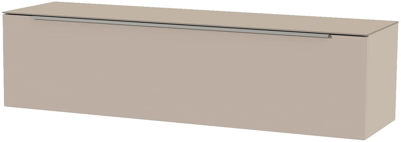 Hänge-Lowboard in beige aus seitlicher Perspektive