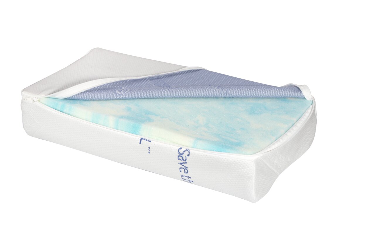 Nackenstützkissen 62 x 32 cm mit geöffnetem Bezug, seitliche Perspektive