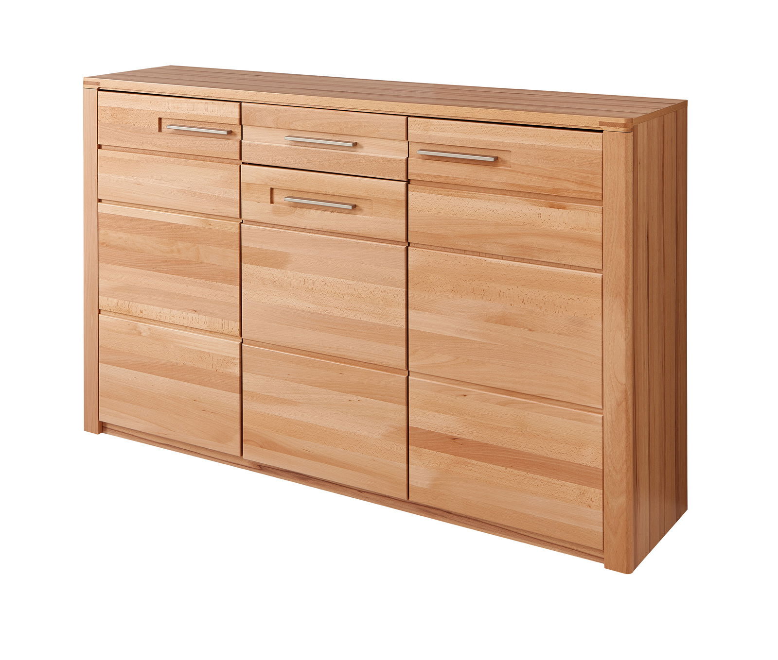 Linea Natura XL-Schuhschrank NATURE ONE XL-Schuhschrank aus Holz mit mehreren Schubladen, seitliche Perspektive