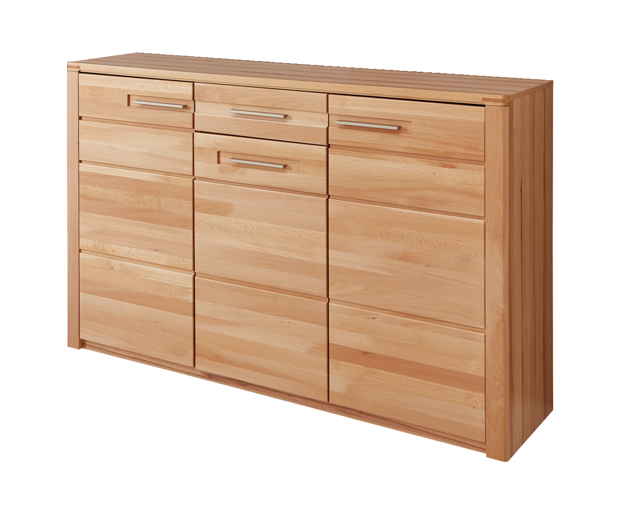 Linea Natura XL-Schuhschrank NATURE ONE XL-Schuhschrank aus Holz mit mehreren Schubladen, seitliche Perspektive