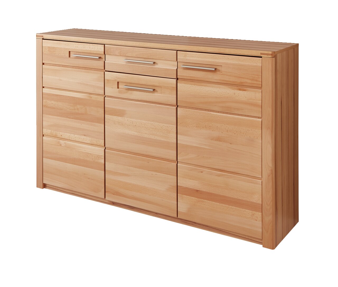 Linea Natura XL-Schuhschrank NATURE ONE XL-Schuhschrank aus Holz mit mehreren Schubladen, seitliche Perspektive