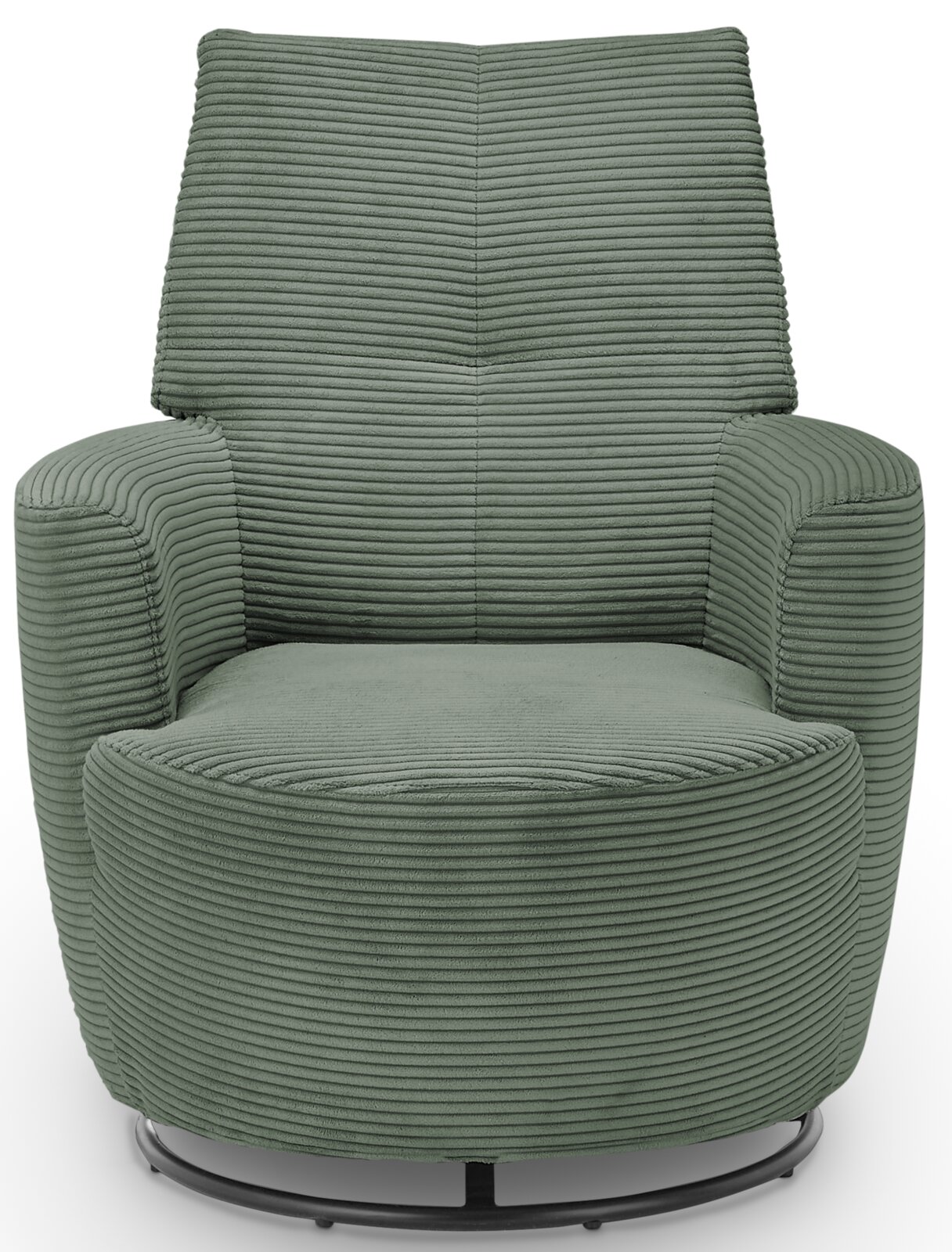 Groene fauteuil met geribbelde stof, vooraanzicht