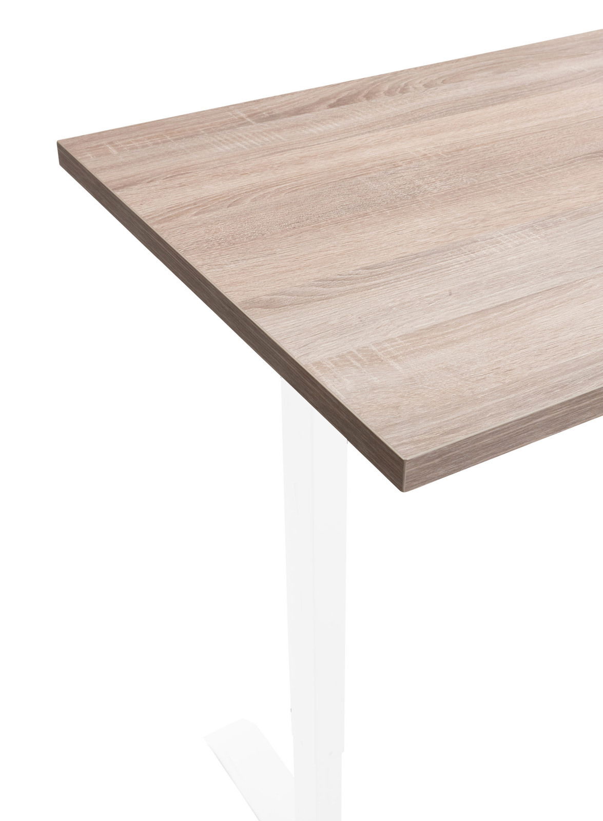 E-Serie Tischplatte E-START Holztischplatte in heller Eichenoptik, perspektivisch von oben fotografiert