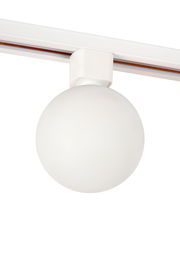 Weißer Strahler TYCHO mit kugelförmigem Glas, seitliche Perspektive