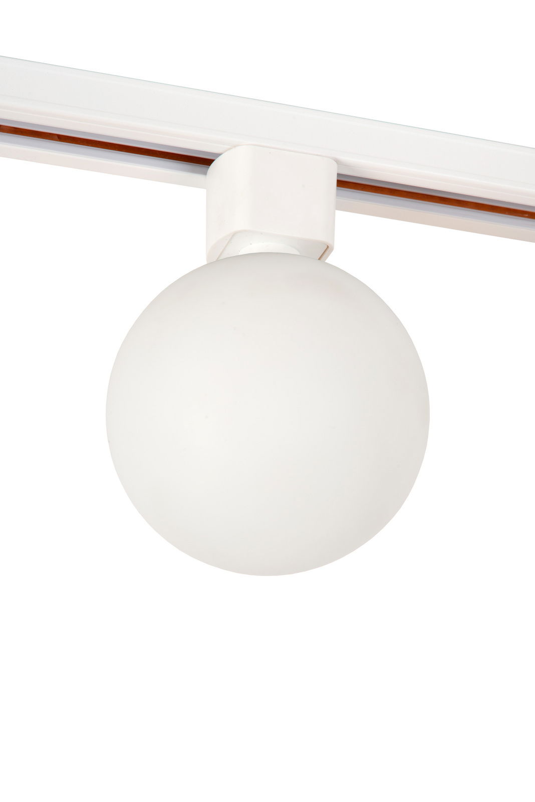 Weißer Strahler TYCHO mit kugelförmigem Glas, seitliche Perspektive