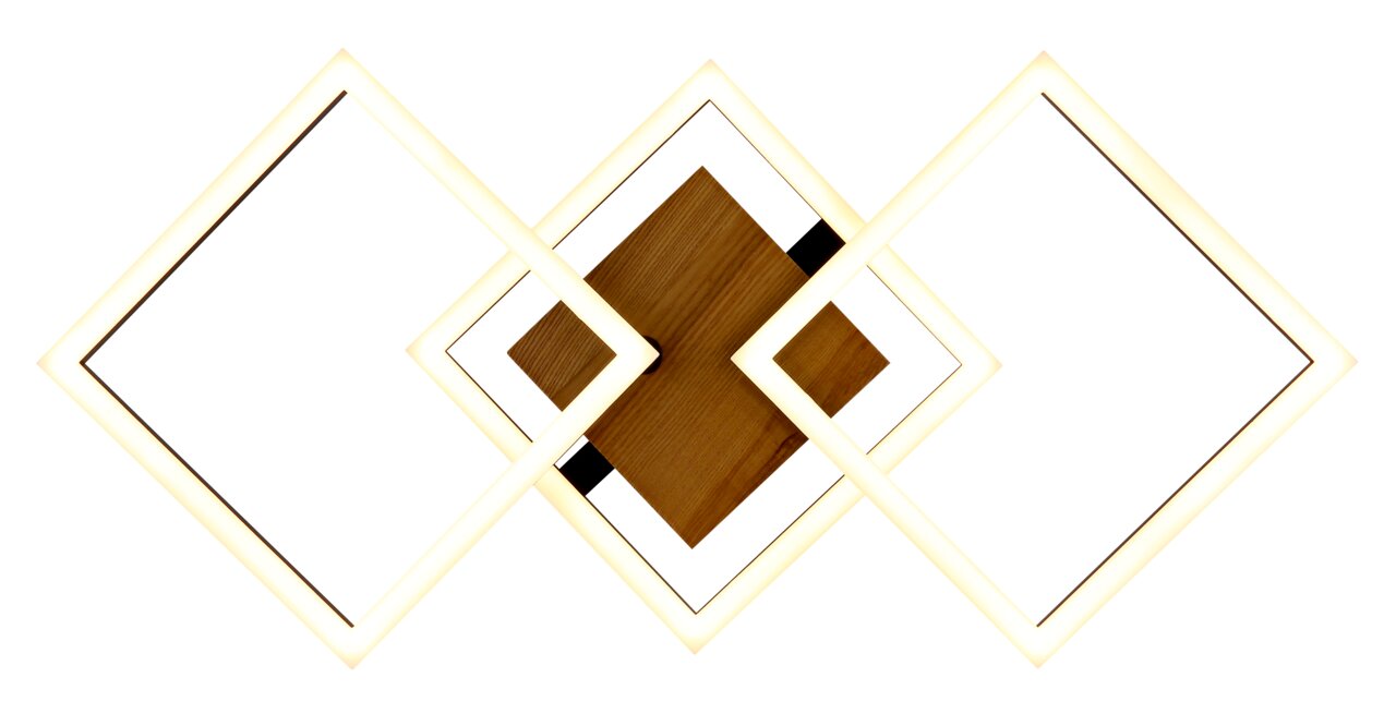Moderne Deckenleuchte mit geometrischem Design aus leuchtenden Quadraten, Draufsicht