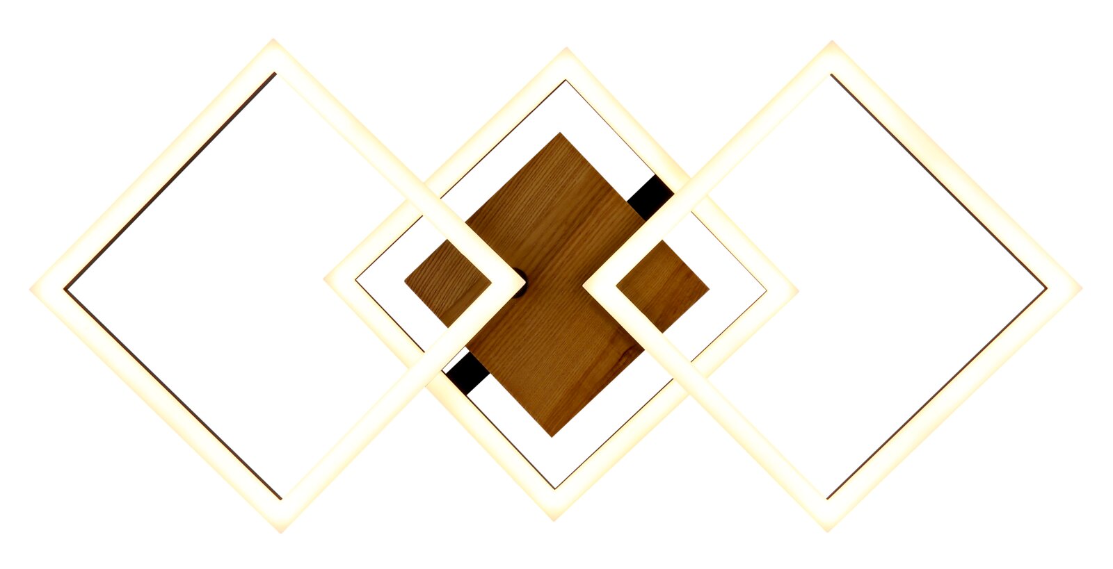 Moderne Deckenleuchte mit geometrischem Design aus leuchtenden Quadraten, Draufsicht