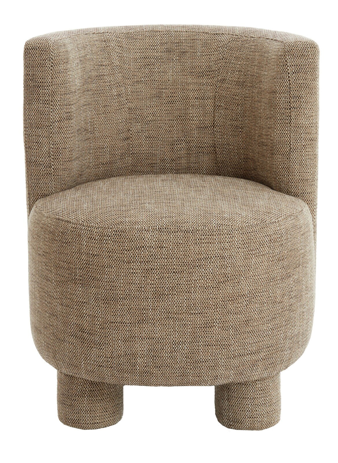 Light&Living Fauteuil KAMOVA Frontansicht eines modernen, beige gepolsterten Sessels mit runder Rückenlehne und kurzen Beinen.