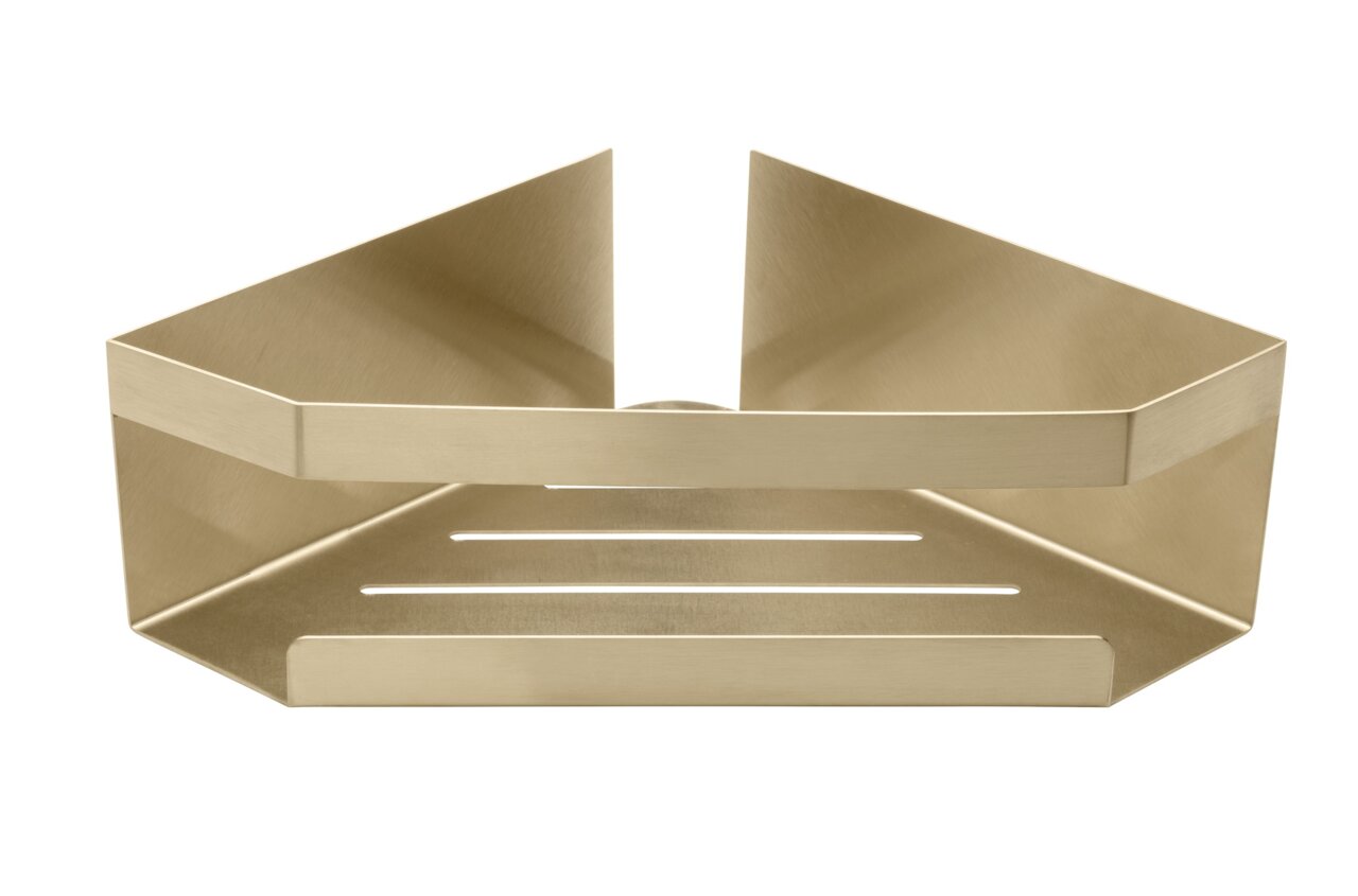 Goldene Eckablage Meleto aus Metall, frontale Perspektive