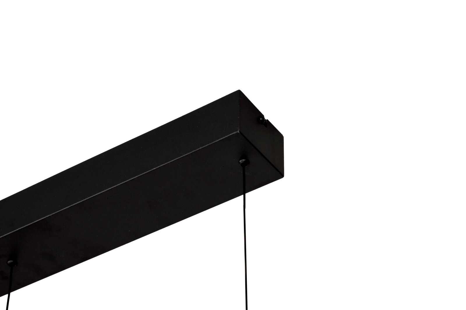 Schwarze LED-Hängeleuchte aus seitlicher Perspektive