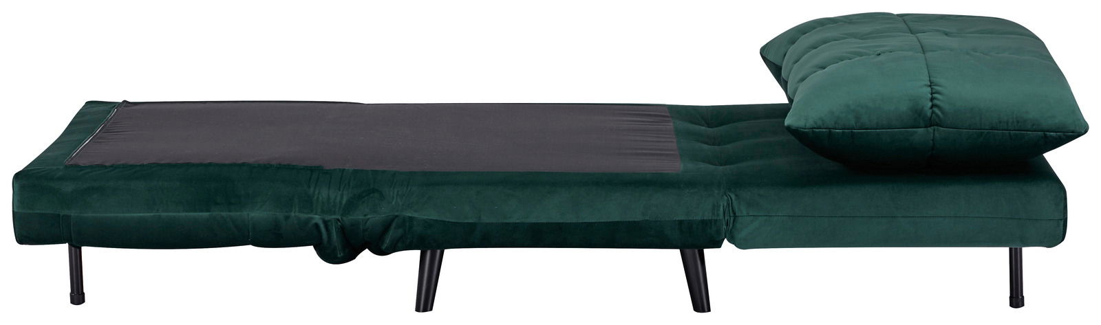 Grüner Funktionssessel in Liegeposition, seitliche Perspektive