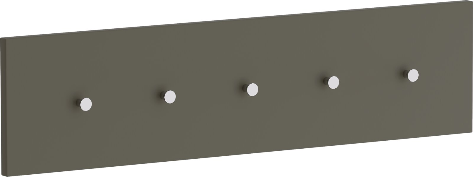 Hakenleiste quer mit fünf Haken, seitliche Perspektive