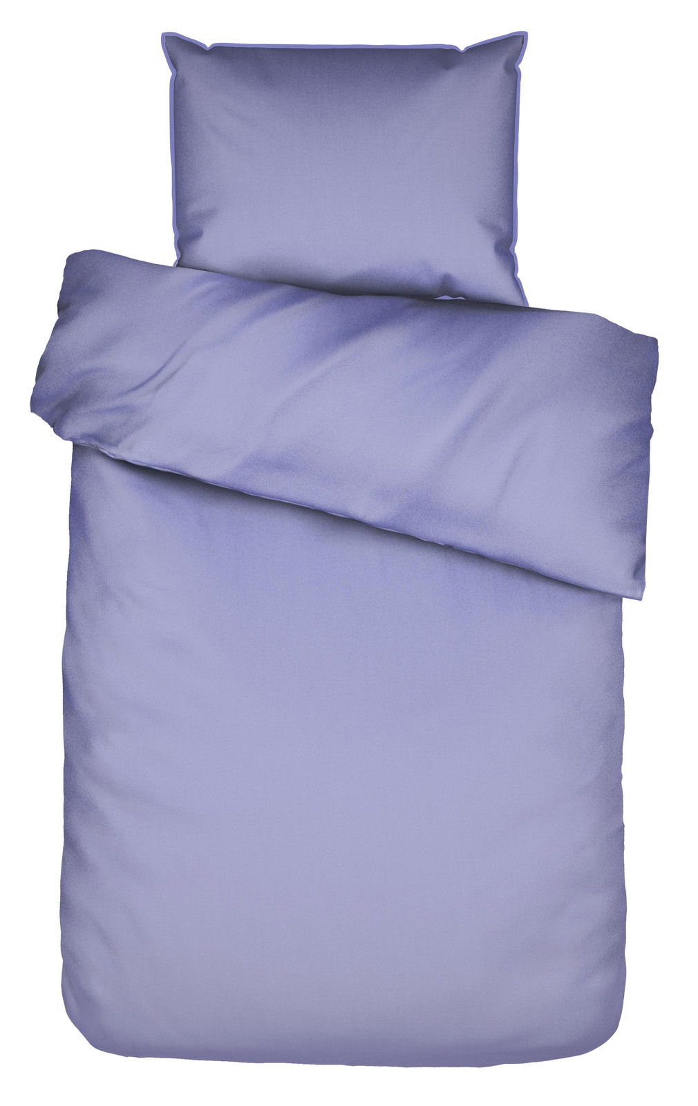 Lila Bettwäsche-Set bestehend aus einem Kissenbezug und einem Bettdeckenbezug, Draufsicht