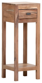 Beistelltisch aus Holz mit Schublade und unterem Ablagefach, seitliche Perspektive