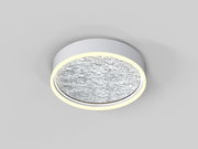 Moderne Deckenleuchte Bordeaux in runder Form mit silberner Oberfläche und leuchtendem Rand, Ansicht von unten.