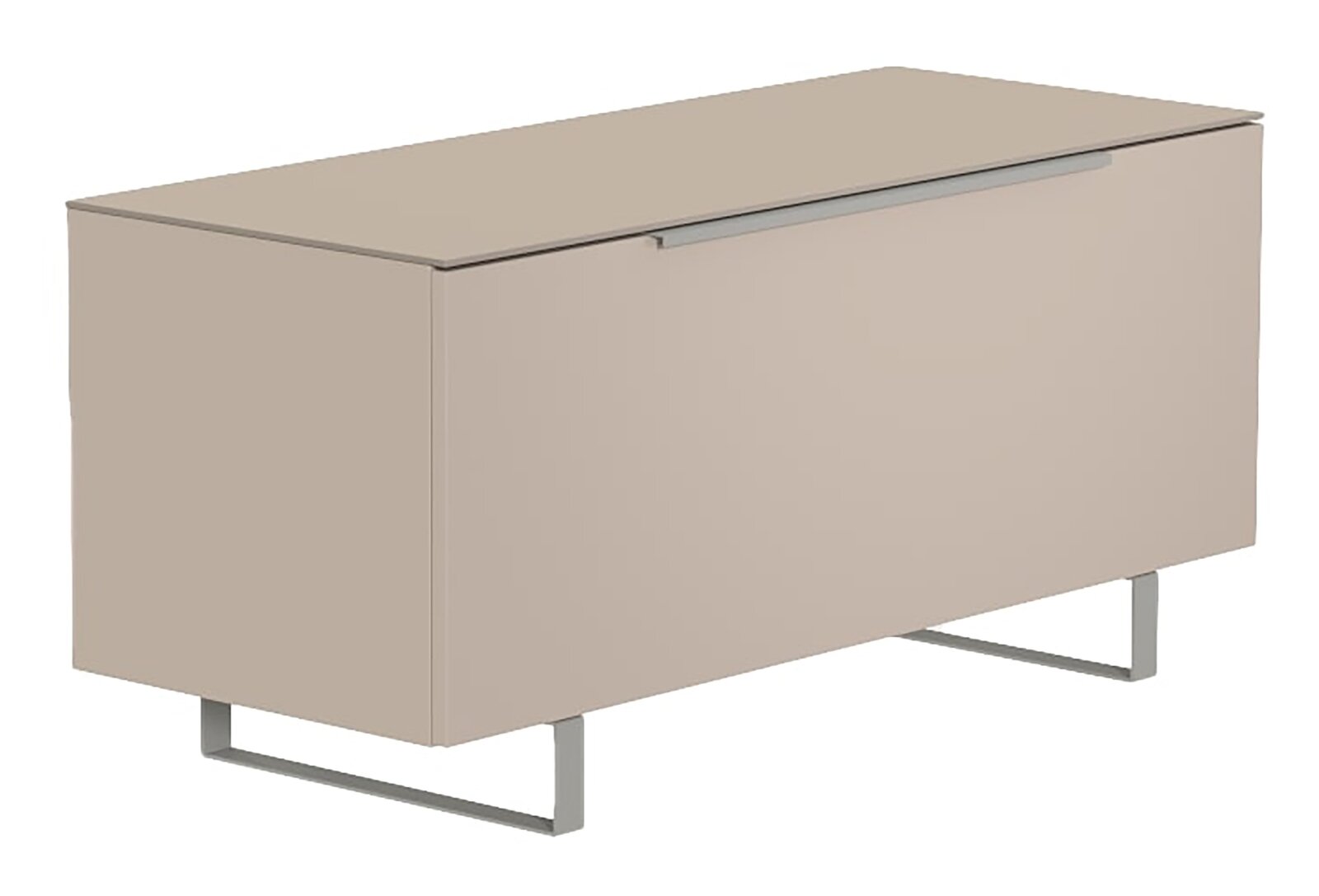 Beiges TV-Lowboard mit modernem Design, seitliche Perspektive