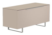 Beiges TV-Lowboard mit modernem Design, seitliche Perspektive