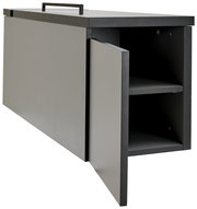 Graue Towerunit mit geöffneter Tür, seitliche Perspektive