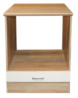 Herdumbauschrank aus Holz mit einer Schublade, Frontalansicht