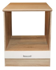 Herdumbauschrank aus Holz mit einer Schublade, Frontalansicht