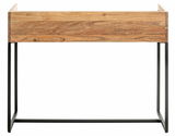 Konsole aus Holz mit schwarzem Metallgestell, Frontalansicht