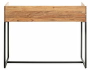 Konsole aus Holz mit schwarzem Metallgestell, Frontalansicht