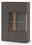 Modernes Highboard in dunklem Grau mit Glasvitrine und Holzdetails, Frontalansicht