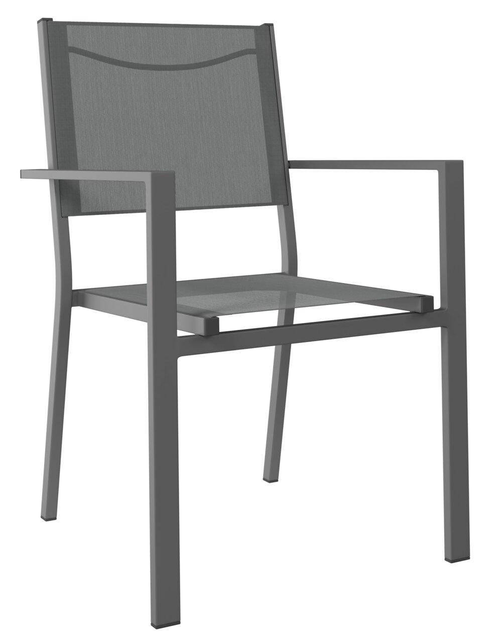 Ambia Garden Stapelsessel VALENCIA Moderner grauer Stapelsessel aus Metall mit Armlehnen, seitliche Perspektive