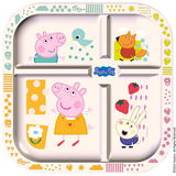 Esslernteller mit Peppa Pig Motiv, Vogel, Fuchs und Hase, aus der Vogelperspektive