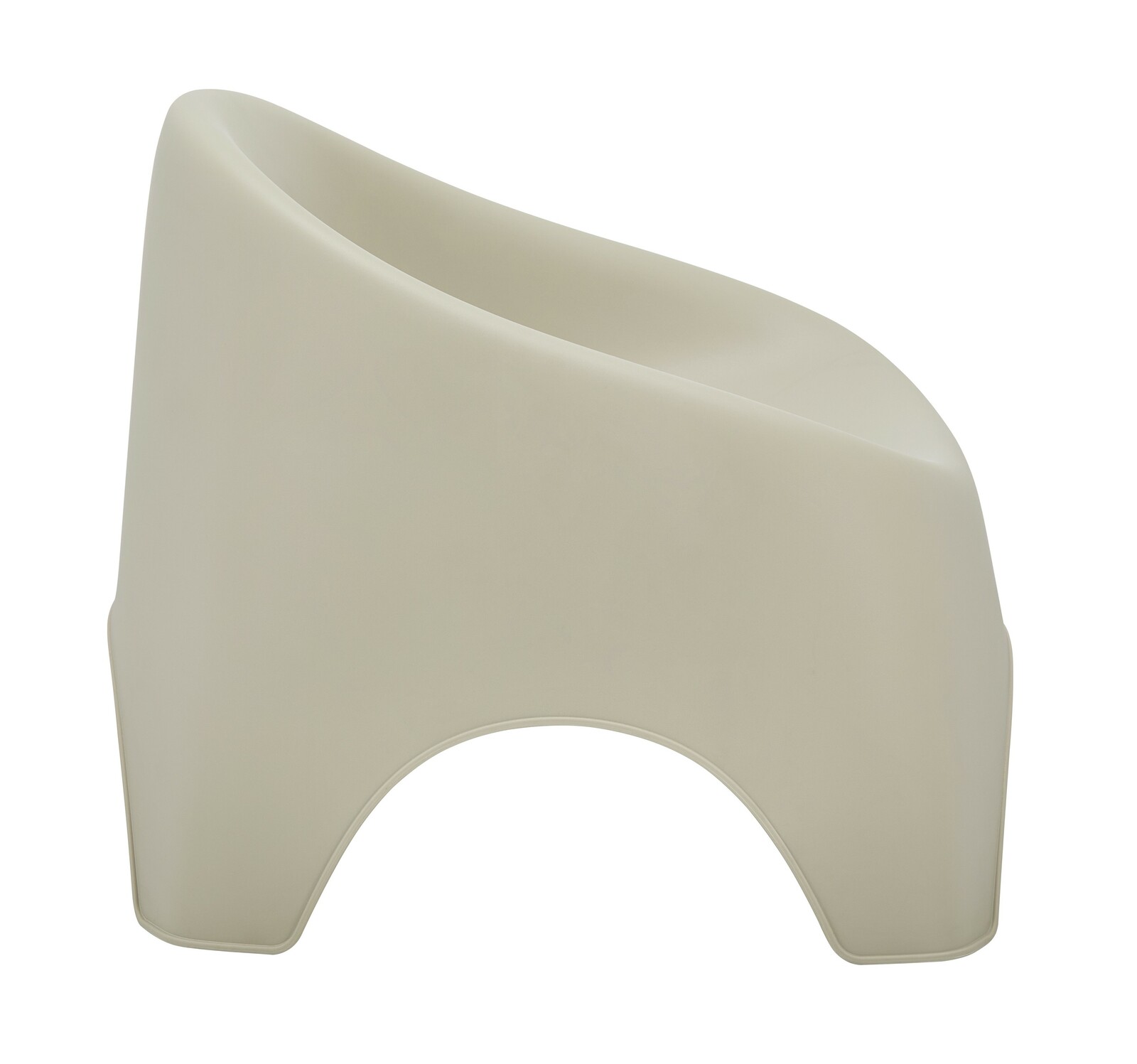 Moderner Stapelsessel aus Kunststoff in seitlicher Perspektive