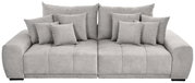 Großes, graues Big-Sofa mit mehreren Kissen, Frontalansicht
