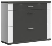 Moderner Schuhschrank in Schwarz und Weiß mit drei Schubladen, Frontansicht
