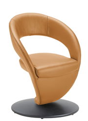 Moderner, drehbarer Sessel in Lederoptik, seitliche Perspektive