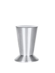 Metallischer Möbelbein in konischer Form, frontal fotografiert