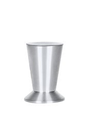 Metallischer Möbelbein in konischer Form, frontal fotografiert