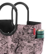 Loopshopper L mit schwarzem Griff und rosa Baum-Muster, seitliche Perspektive