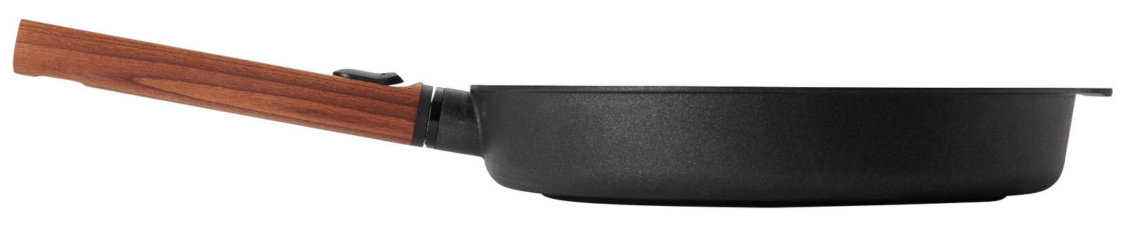 Woll Guss-Flachpfanne ECO LOGIC QXR Gusseiserne Flachpfanne mit Holzgriff, Seitenansicht