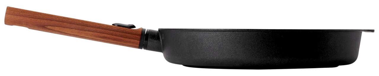 Woll Guss-Flachpfanne ECO LOGIC QXR Gusseiserne Flachpfanne mit Holzgriff, Seitenansicht