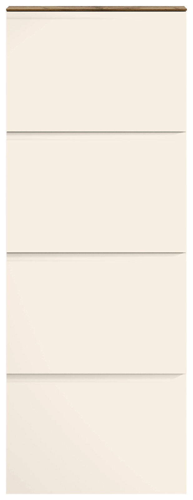 Hängeschuhschrank 4K-T33 in cremeweißer Farbe, frontal betrachtet mit vier Klappen.